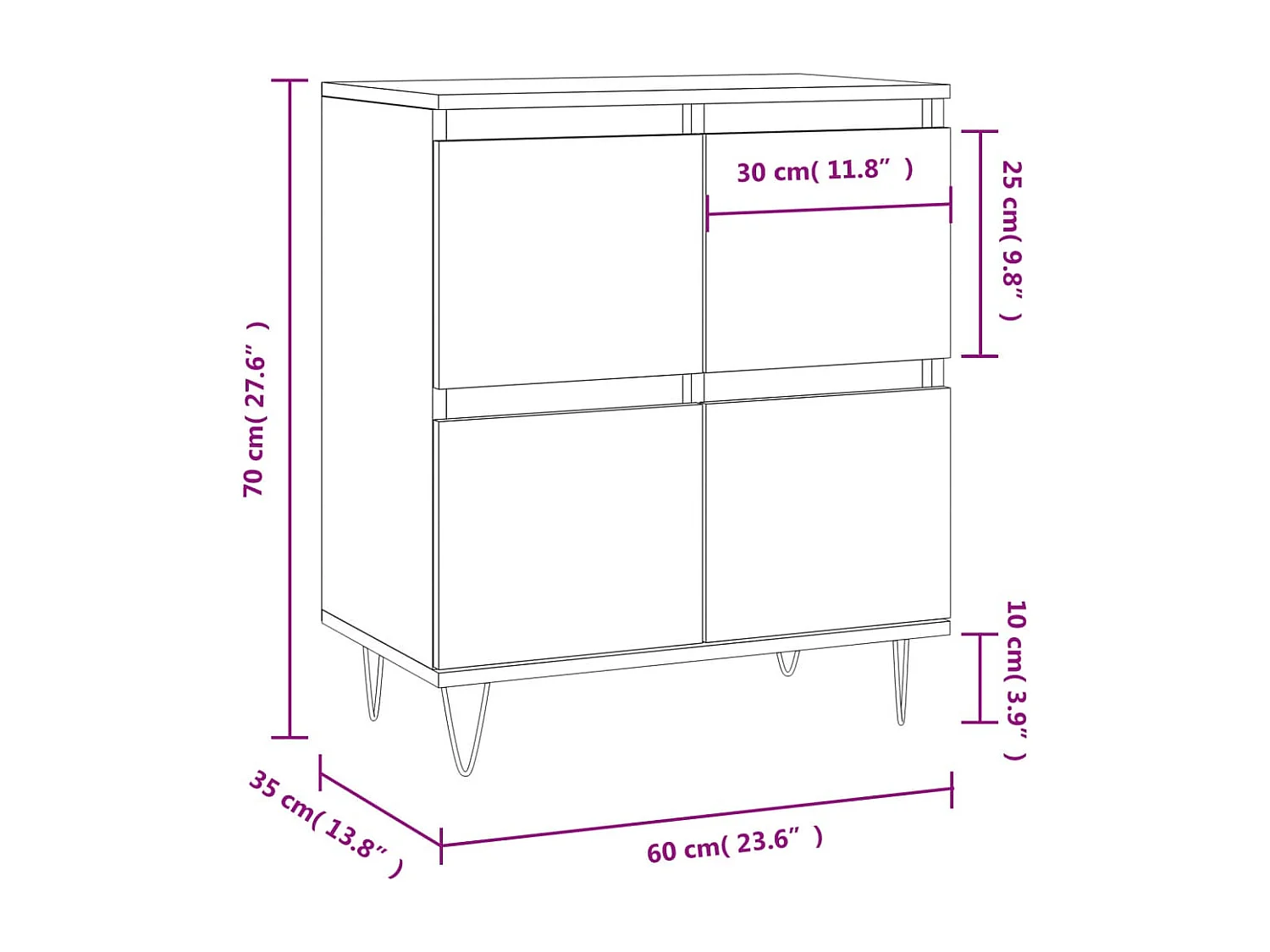 Buffet Sonoma gris 60x35x70 cm Bois d'ingénierie
