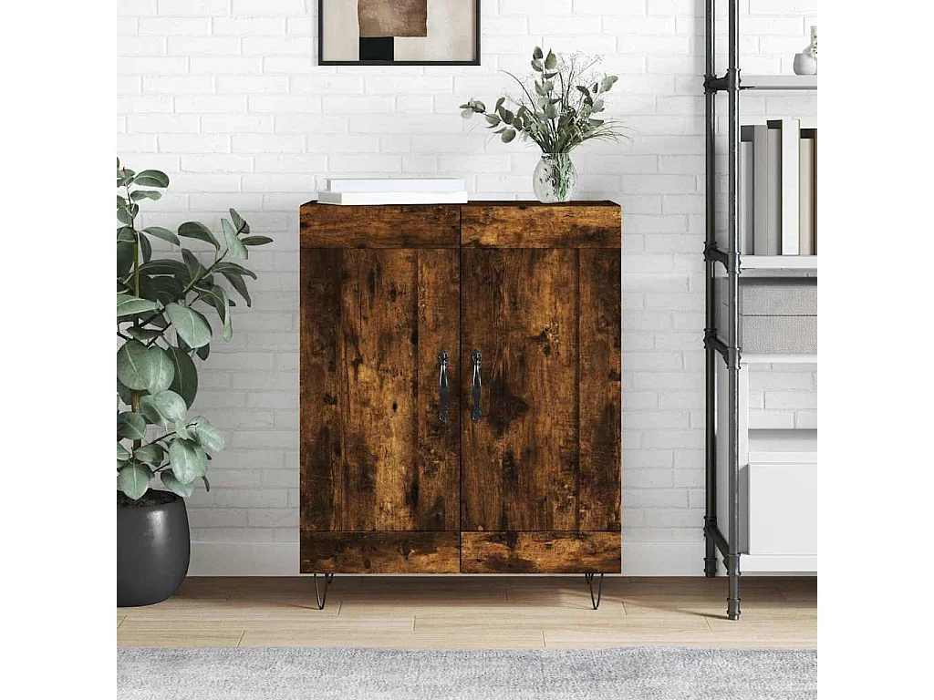 Credenza Rovere Fumo 69,5x34x90 cm in Legno Multistrato