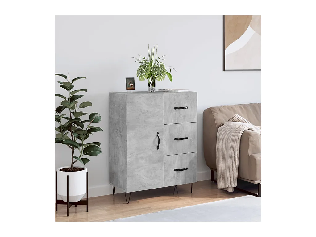 Buffet gris béton 69,5x34x90 cm bois d'ingénierie