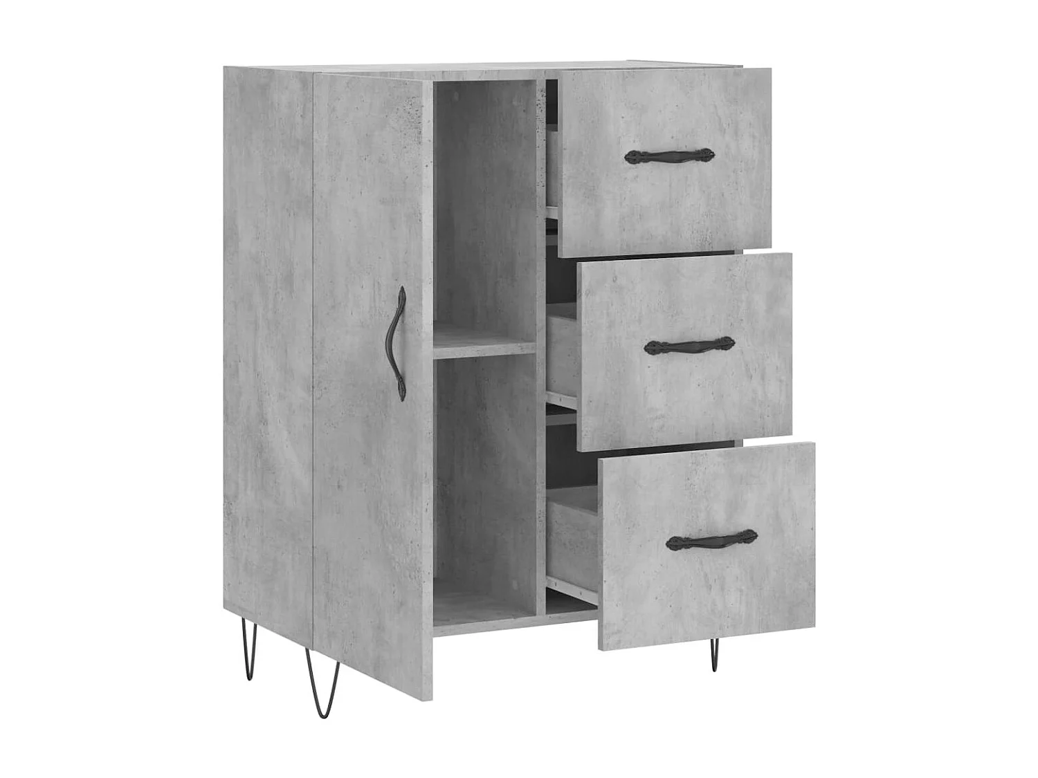 Buffet gris béton 69,5x34x90 cm bois d'ingénierie