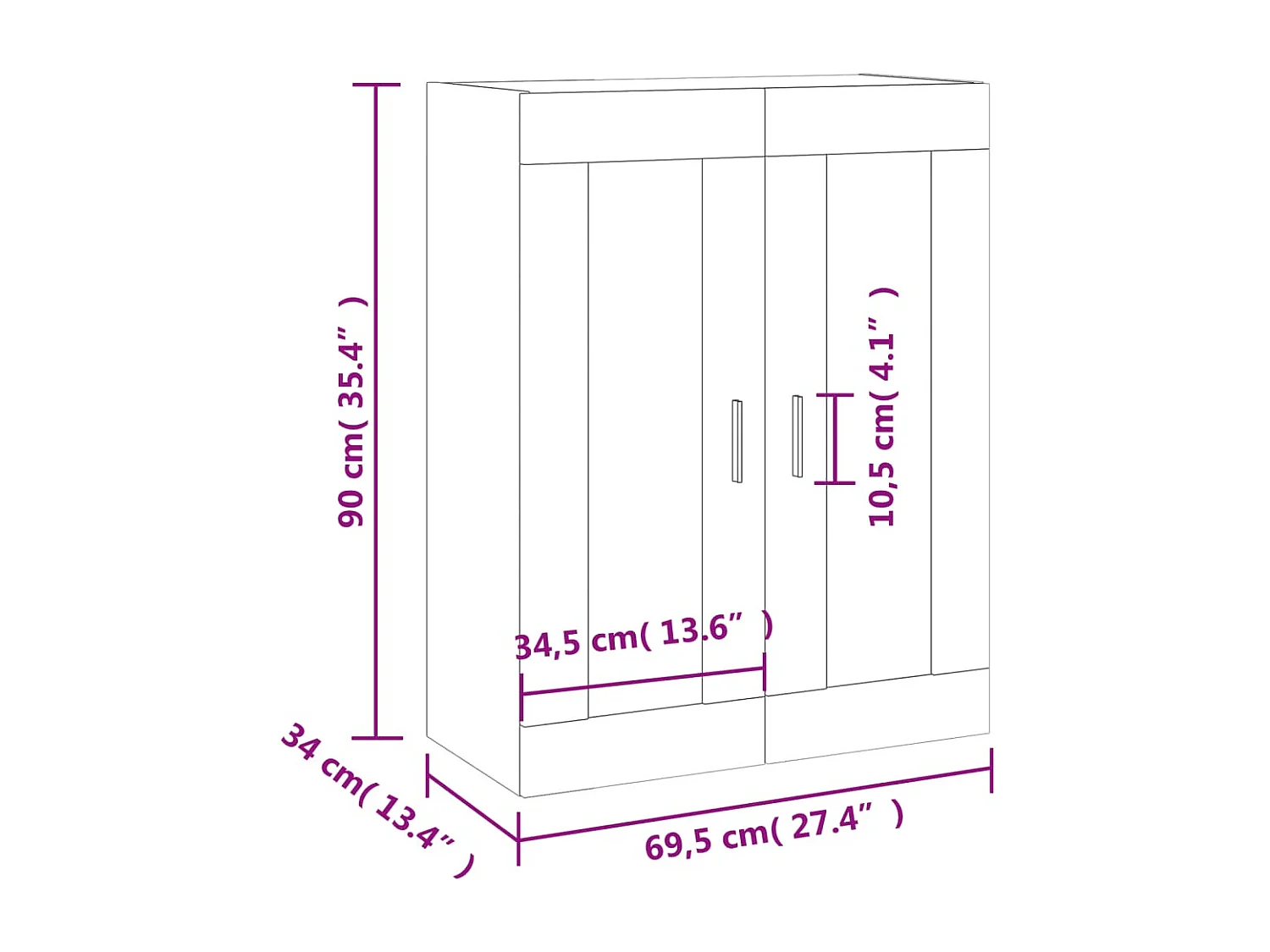 Armoire murale blanc 69,5x34x90 cm
