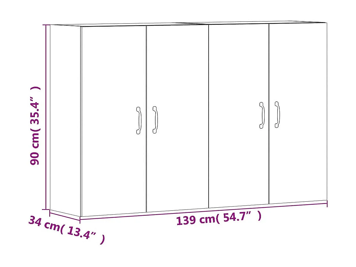 Armarios de pared 2 uds madera de ingeniería gris hormigón