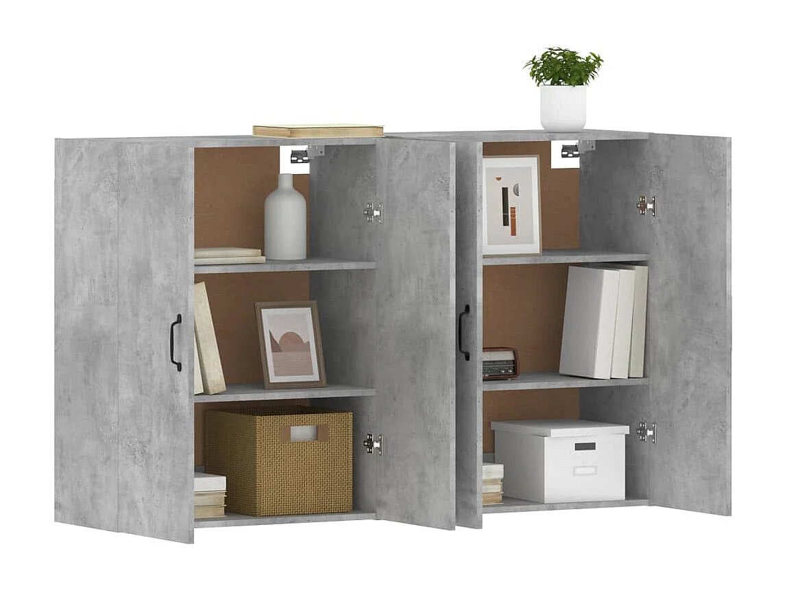 Armoires murales 2 pcs gris béton bois d'ingénierie