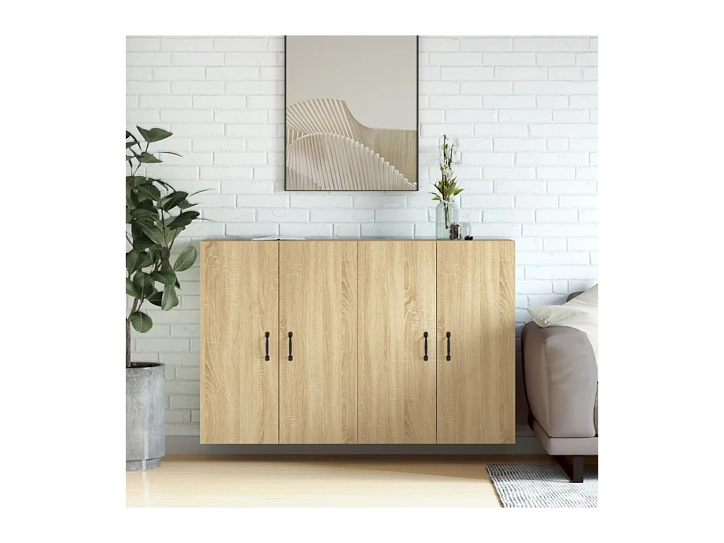 Hangkasten 2 st bewerkt hout sonoma eikenkleurig