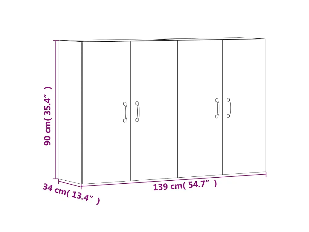 Armoires murales 2 pcs chêne sonoma bois d'ingénierie