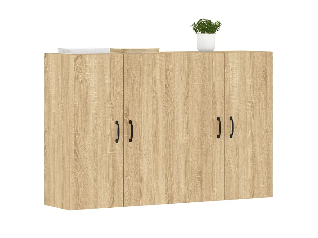 Hangkasten 2 st bewerkt hout sonoma eikenkleurig
