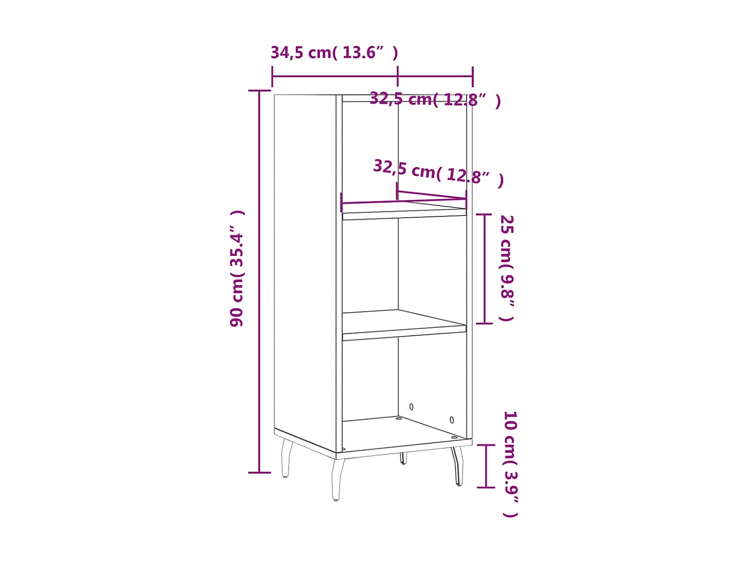 Buffet sonoma gris 34,5x32,5x90 cm bois d'ingénierie