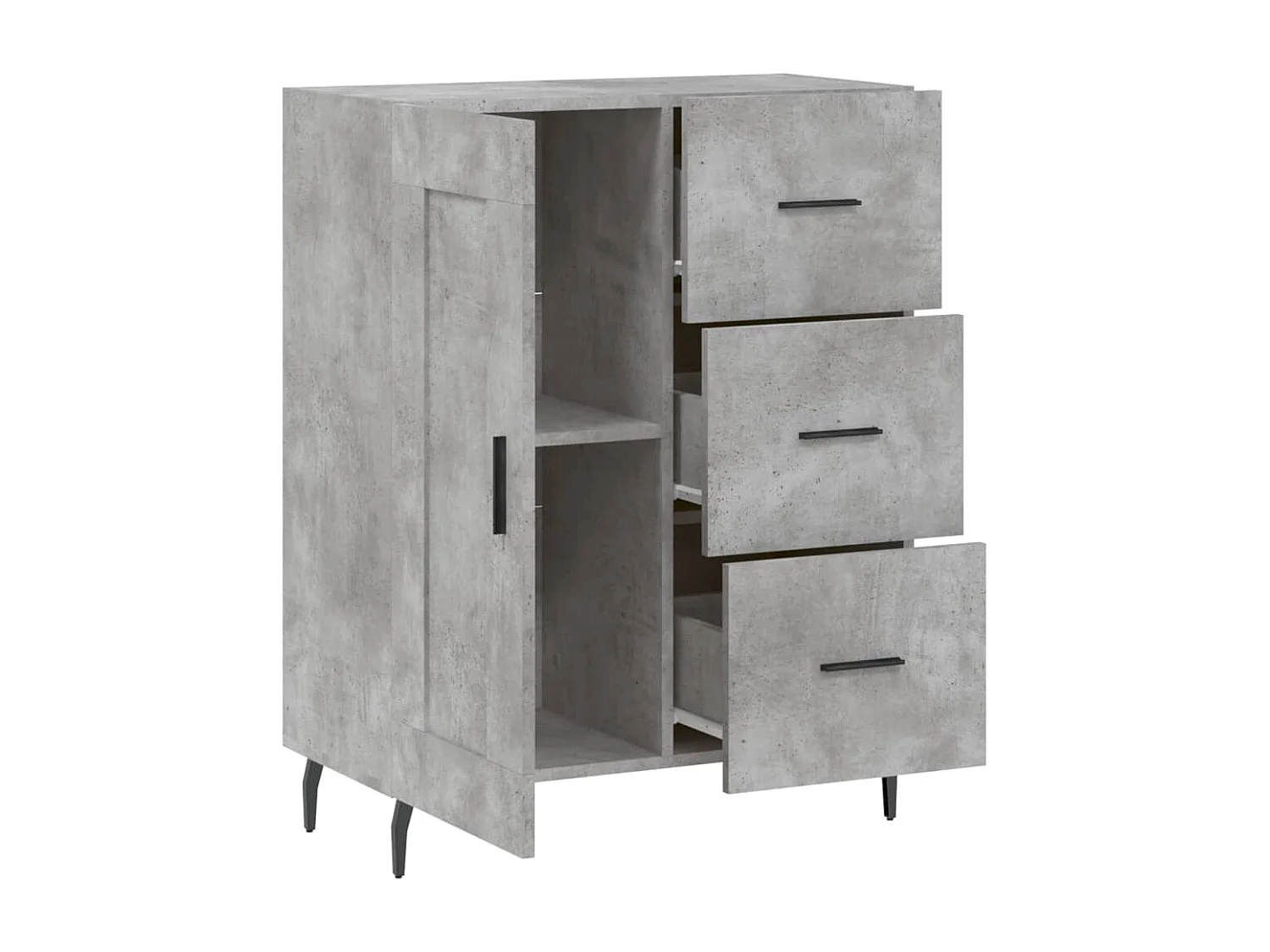 Buffet gris béton 69,5x34x90 cm bois d'ingénierie