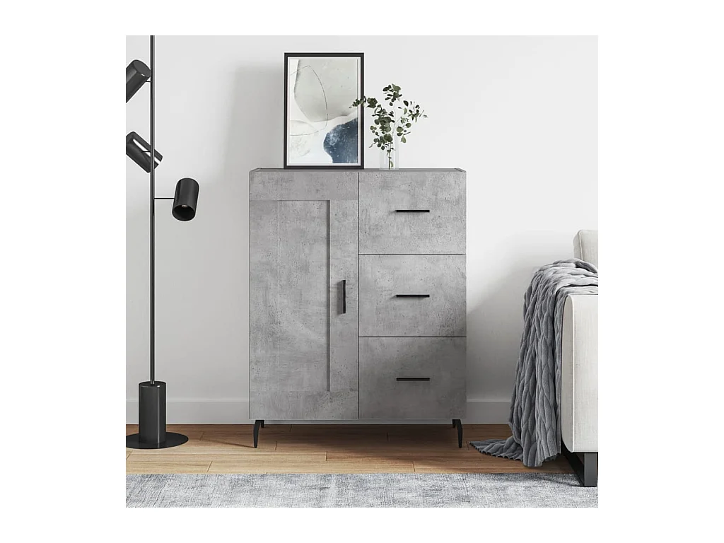 Credenza Grigio Cemento 69,5x34x90 cm in Legno Multistrato