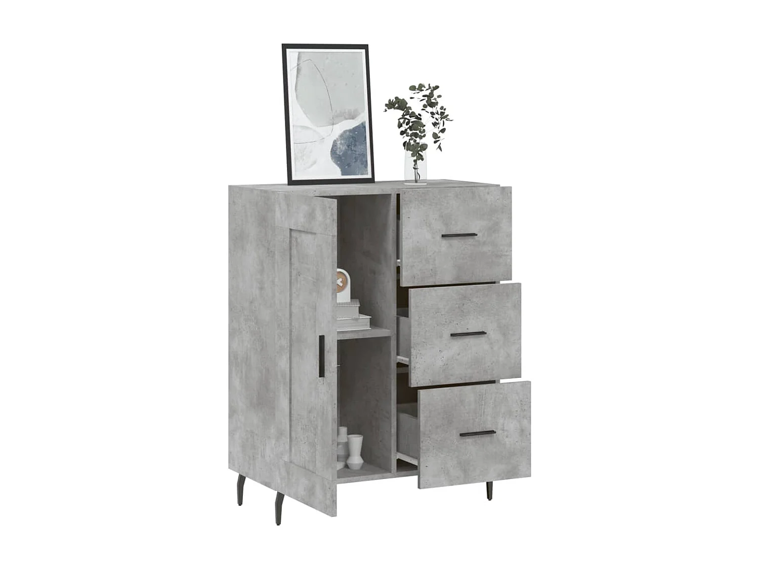 Buffet gris béton 69,5x34x90 cm bois d'ingénierie