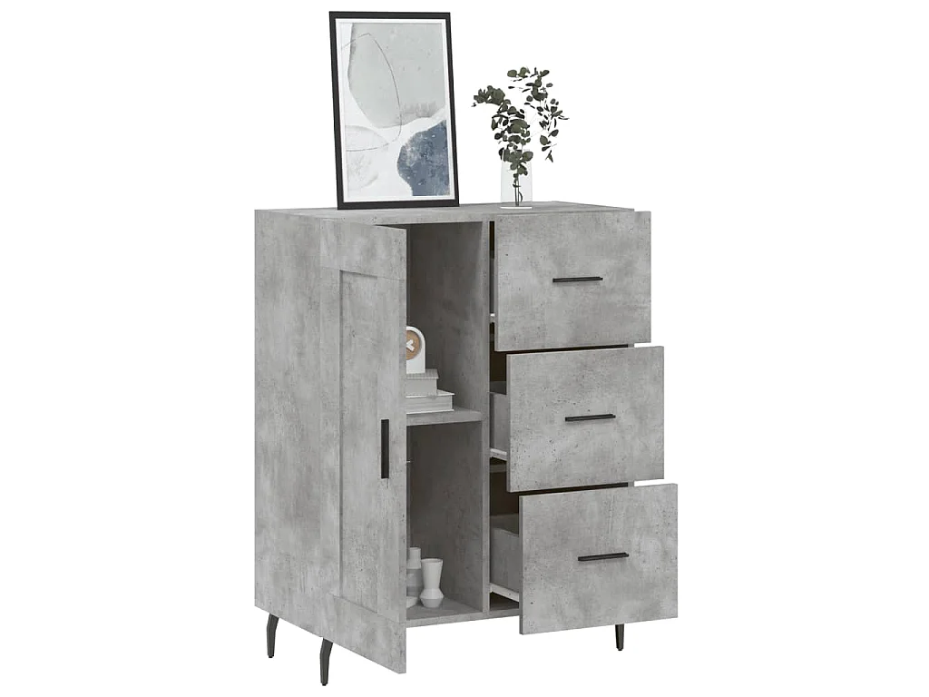 Dressoir 69,5x34x90 cm bewerkt hout betongrijs