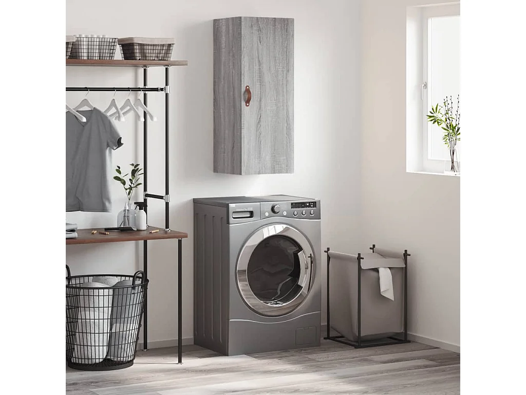 Bovenkast 34,5x34x90 cm grijs sonoma eikenkleurig