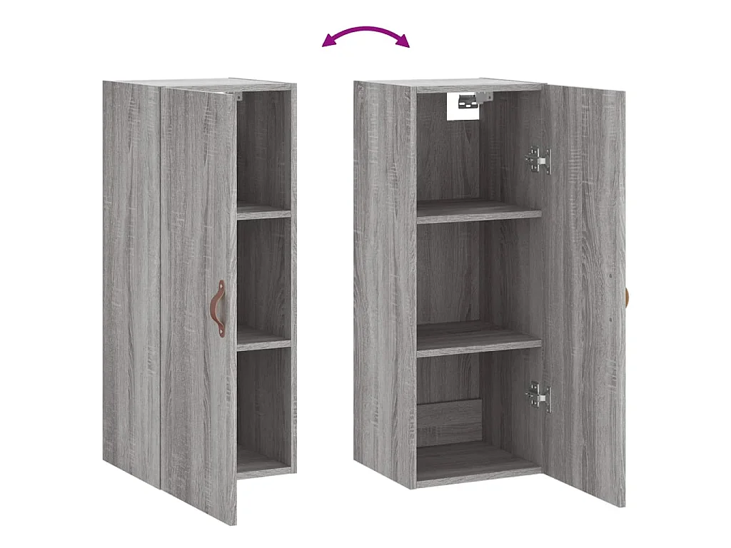 Bovenkast 34,5x34x90 cm grijs sonoma eikenkleurig