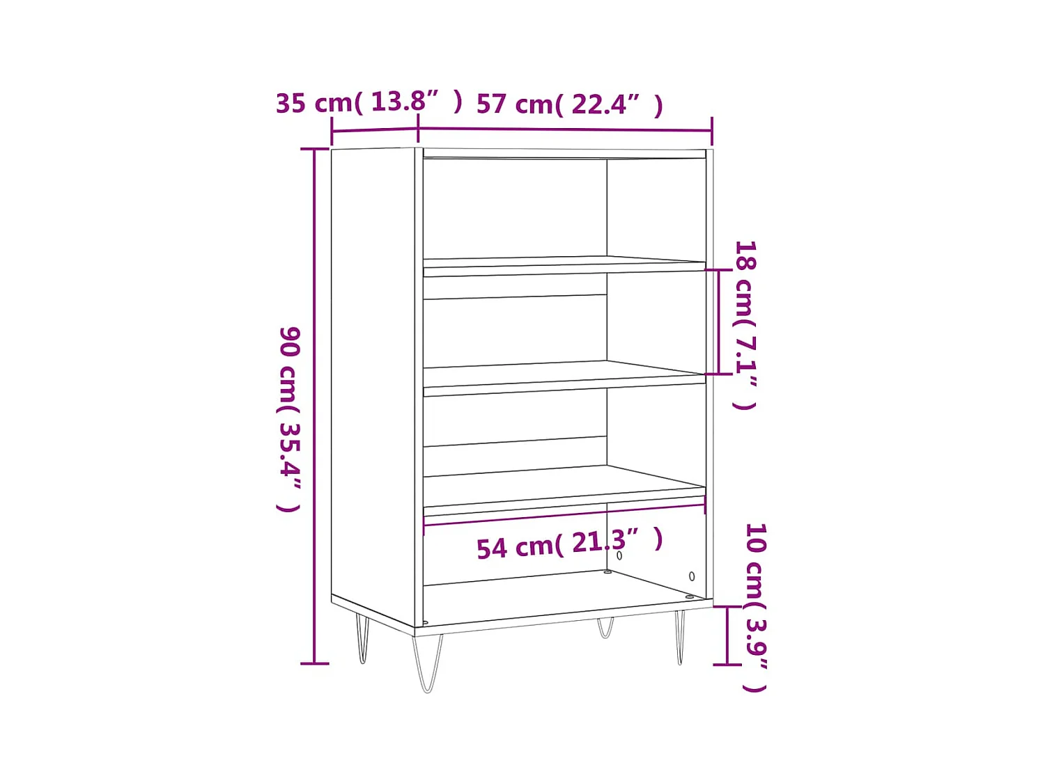 Buffet haut sonoma gris 57x35x90 cm bois d'ingénierie