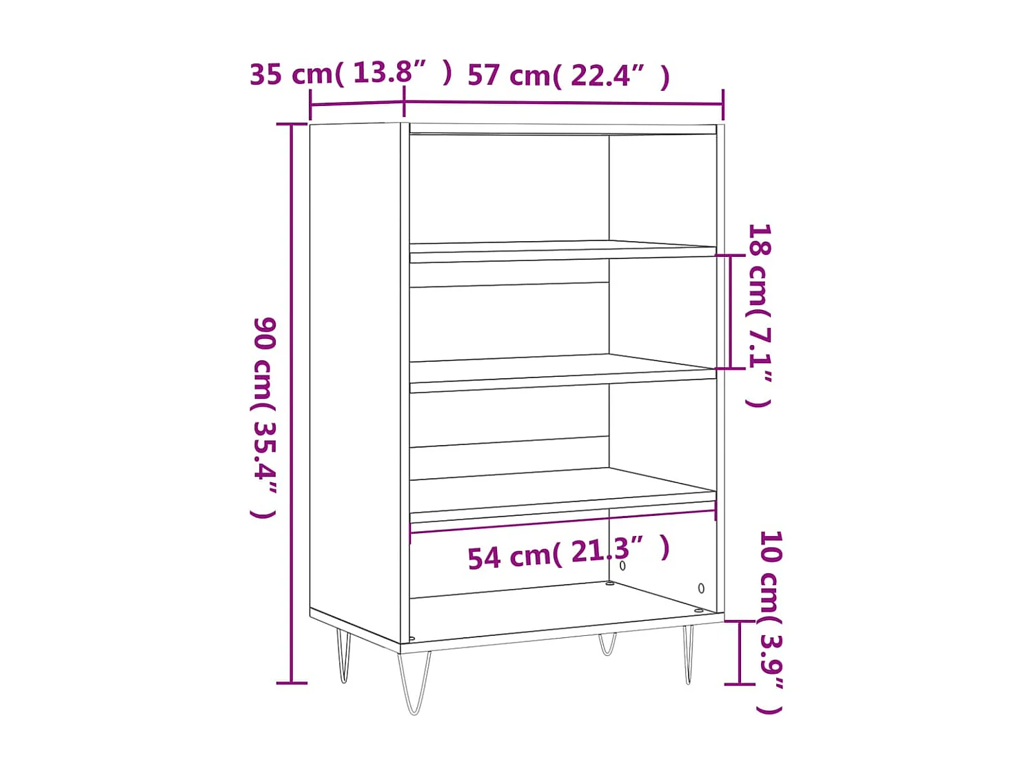 Buffet haut sonoma gris 57x35x90 cm bois d'ingénierie