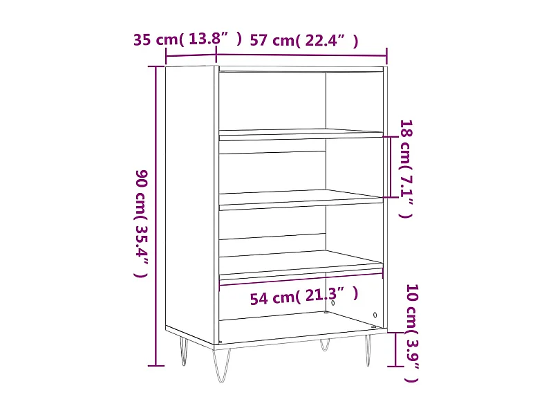 Buffet haut sonoma gris 57x35x90 cm bois d'ingénierie