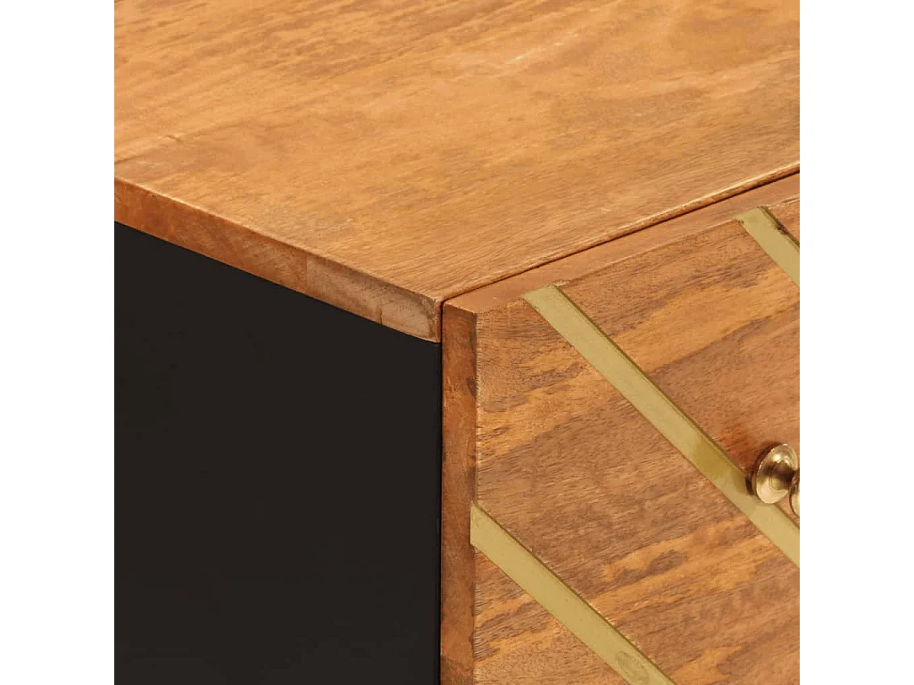 Beistellschrank Braun und Schwarz 60x33,5x75cm Massivholz Mango