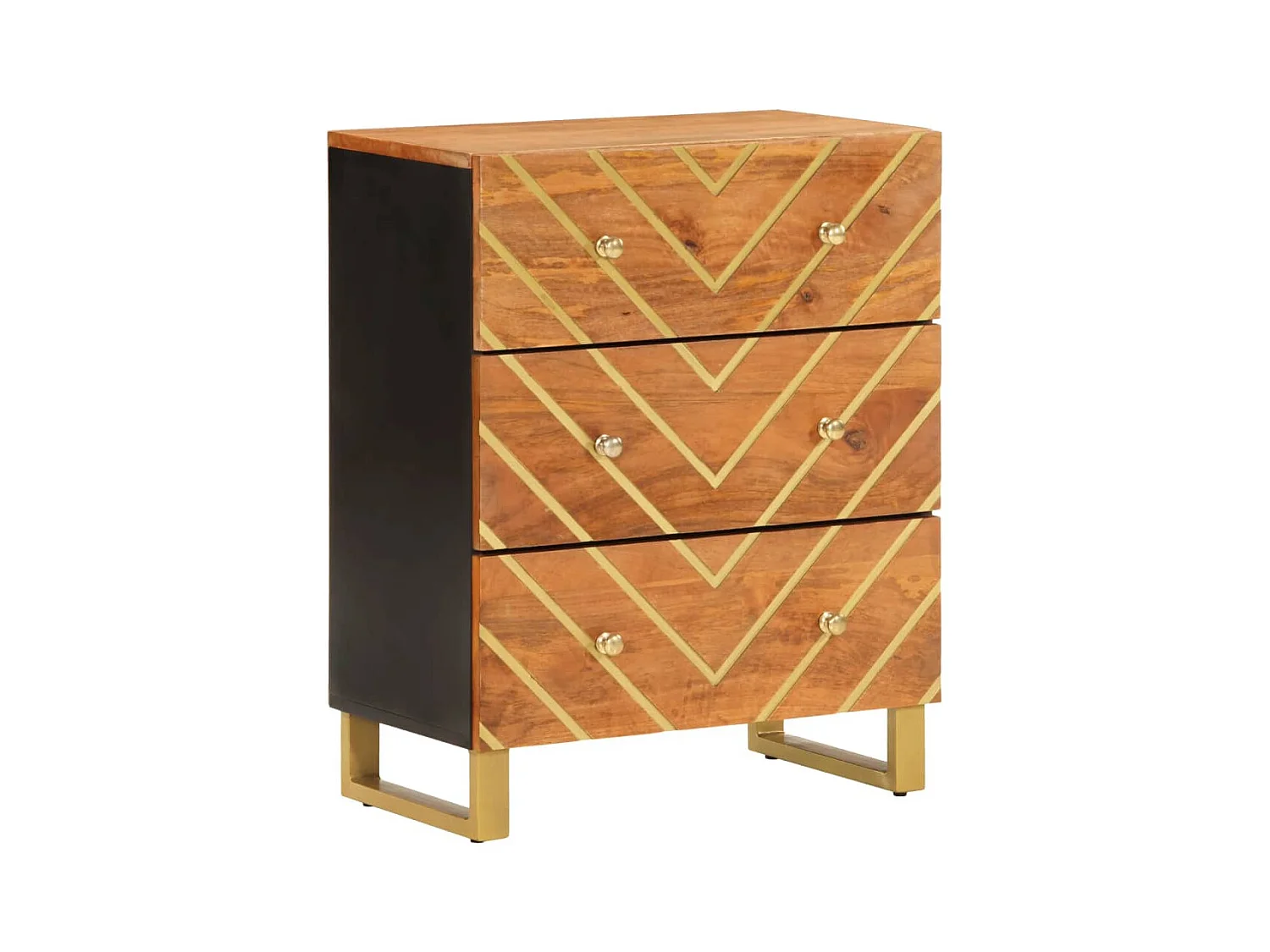 Armoire latérale marron et noir 60x33,5x75 cm bois de manguier