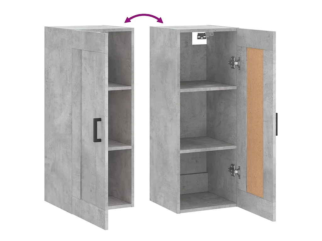 Wandkast 34,5x34x90 cm bewerkt hout betongrijs