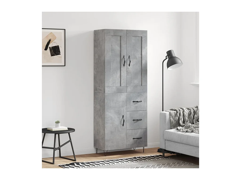 Highboard Betongrau 69,5x34x180 cm Holzwerkstoff