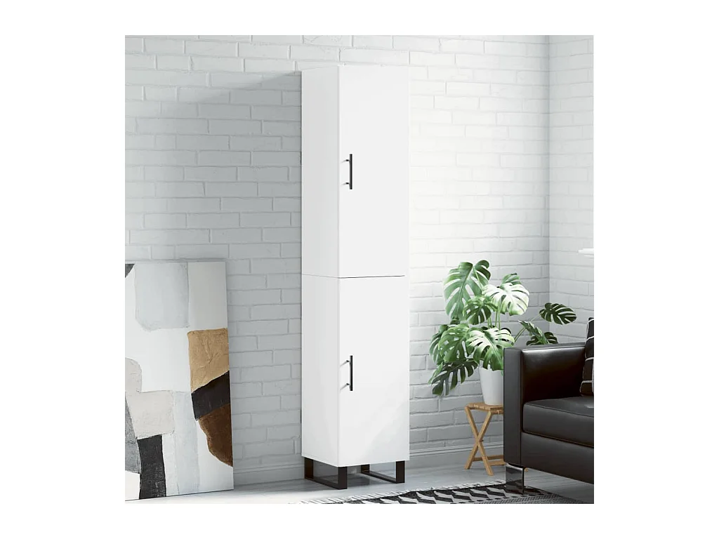 Aparador alto madera contrachapada blanco 34,5x34x180 cm
