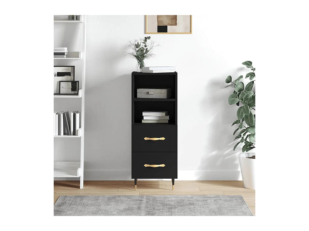 Credenza Nero 34,5x34x90 cm in Legno Multistrato