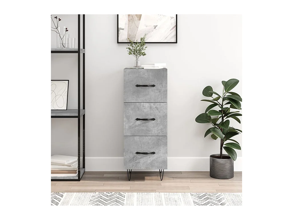 Buffet Gris béton 34,5x34x90 cm Bois d'ingénierie