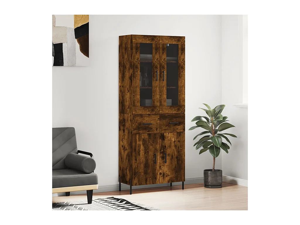 Highboard Räuchereiche 69,5x34x180 cm Holzwerkstoff