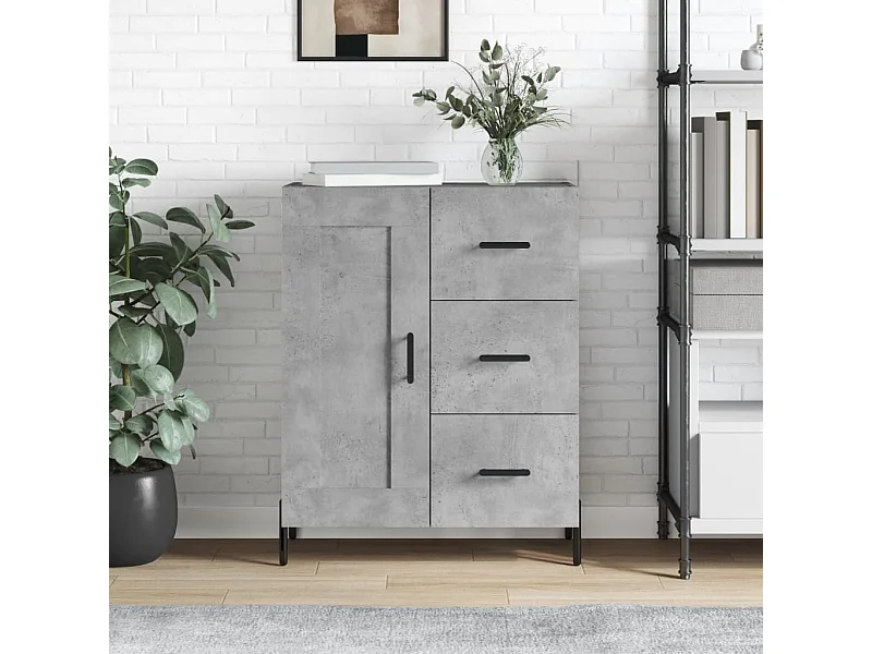 Buffet gris béton 69,5x34x90 cm bois d'ingénierie