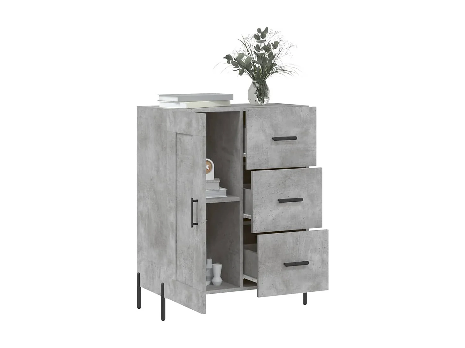 Buffet gris béton 69,5x34x90 cm bois d'ingénierie