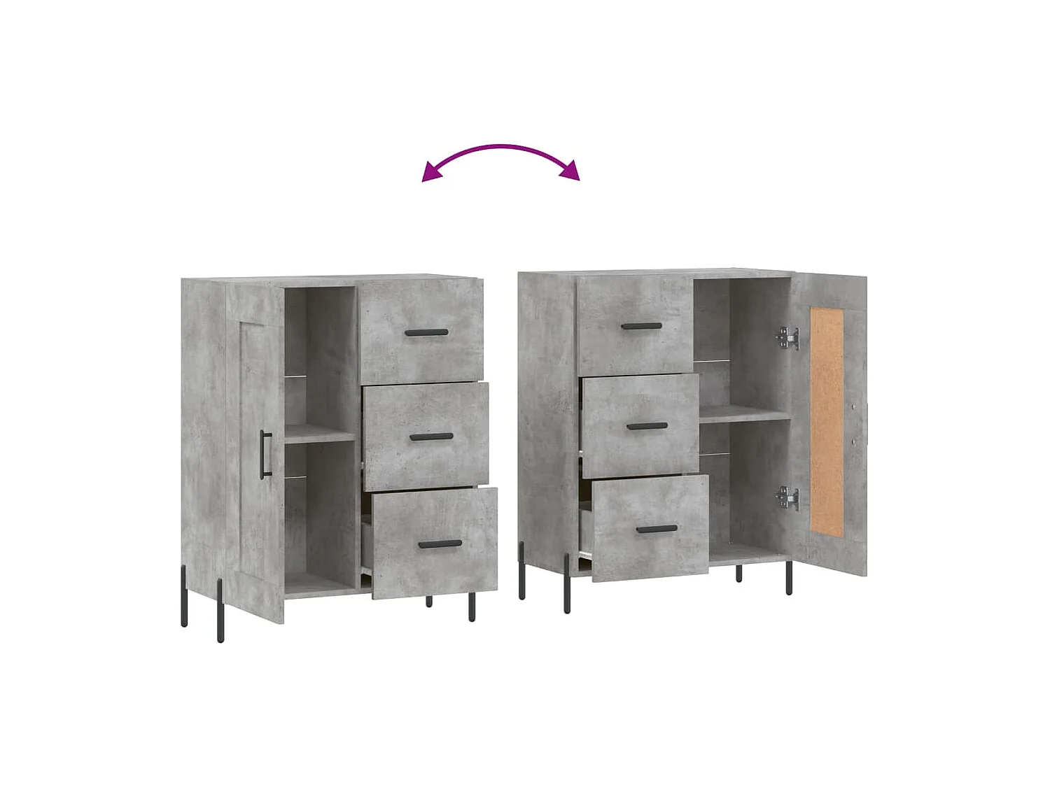 Dressoir 69,5x34x90 cm bewerkt hout betongrijs