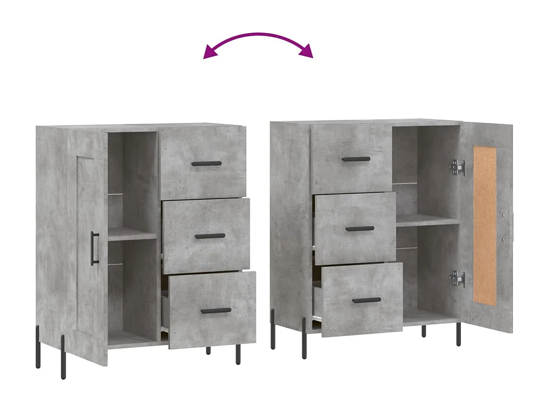 Dressoir 69,5x34x90 cm bewerkt hout betongrijs