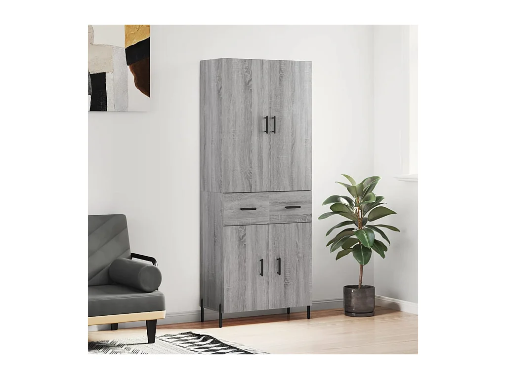 Buffet haut Sonoma gris 69,5x34x180 cm Bois d'ingénierie