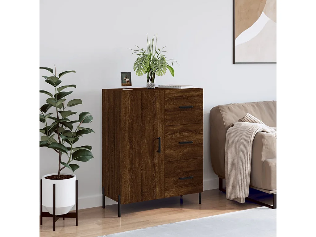 Buffet chêne marron 69,5x34x90 cm bois d'ingénierie
