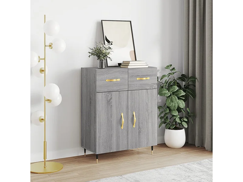 Credenza Grigio Sonoma 69,5x34x90 cm in Legno Multistrato