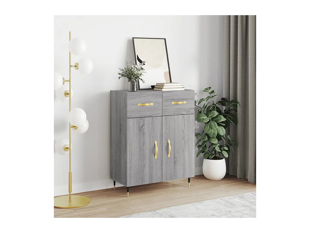 Dressoir 69,5x34x90 cm bewerkt hout grijs sonoma eikenkleurig