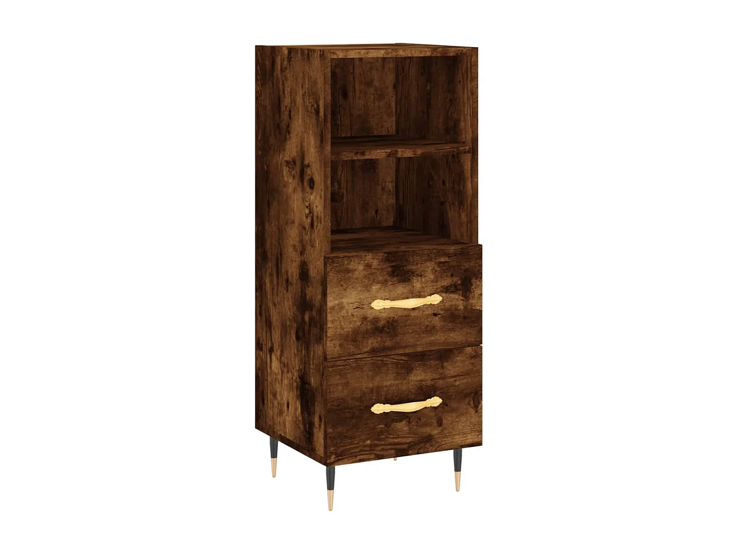 Hoge kast 34,5x34x180 cm bewerkt hout gerookt eikenkleurig