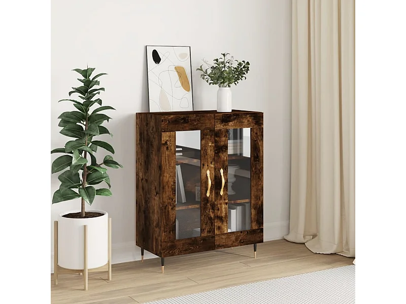 Buffet chêne fumé 69,5x34x90 cm bois d'ingénierie