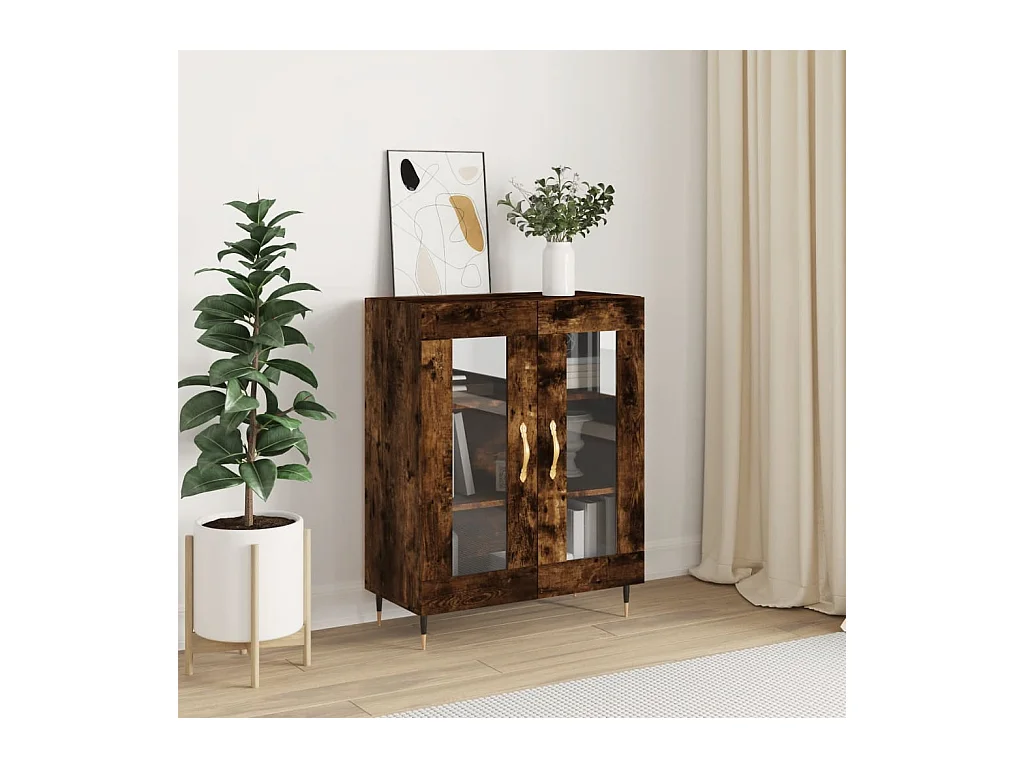 Buffet chêne fumé 69,5x34x90 cm bois d'ingénierie