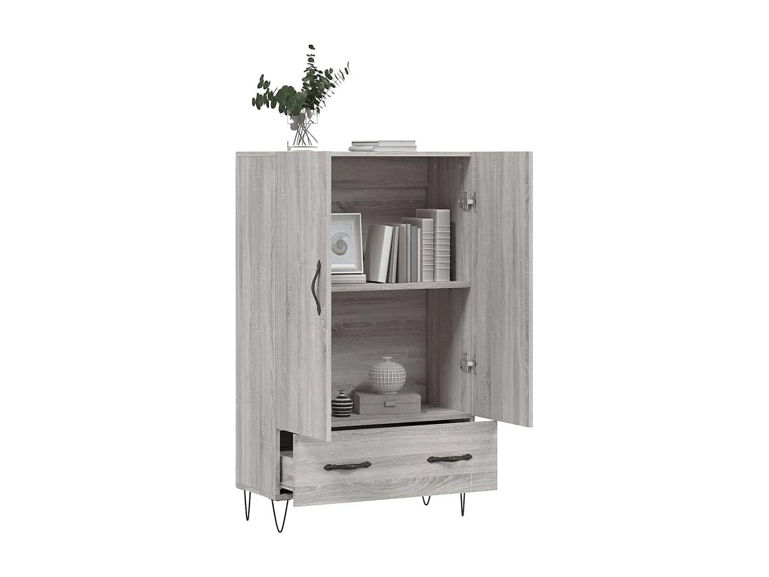 Buffet haut sonoma gris 69,5x31x115 cm bois d'ingénierie