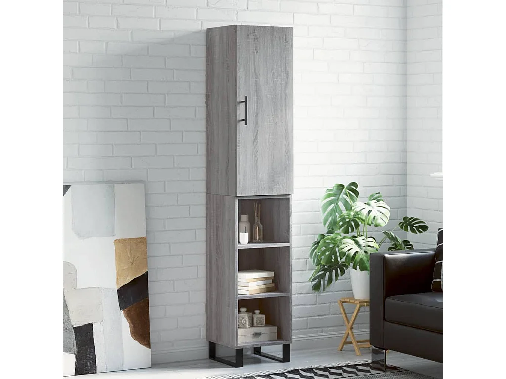 Highboard Grau Sonoma 34,5x34x180 cm Holzwerkstoff