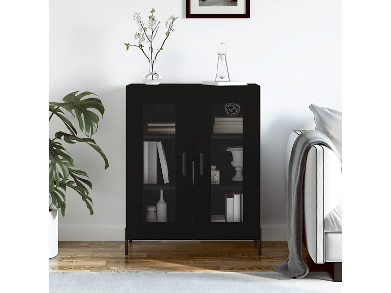 Buffet noir 69,5x34x90 cm bois d'ingénierie