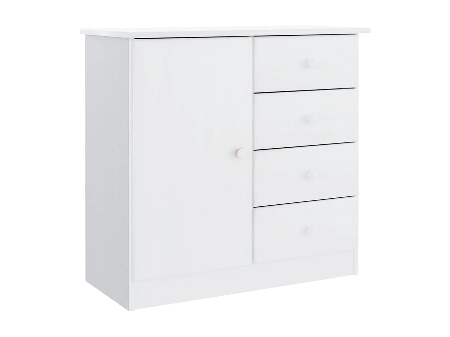 Credenza ALTA Bianca 77x35x73 cm in Legno Massello di Pino