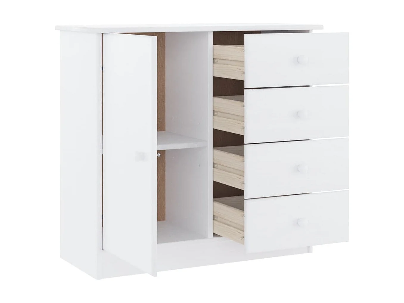 Credenza ALTA Bianca 77x35x73 cm in Legno Massello di Pino