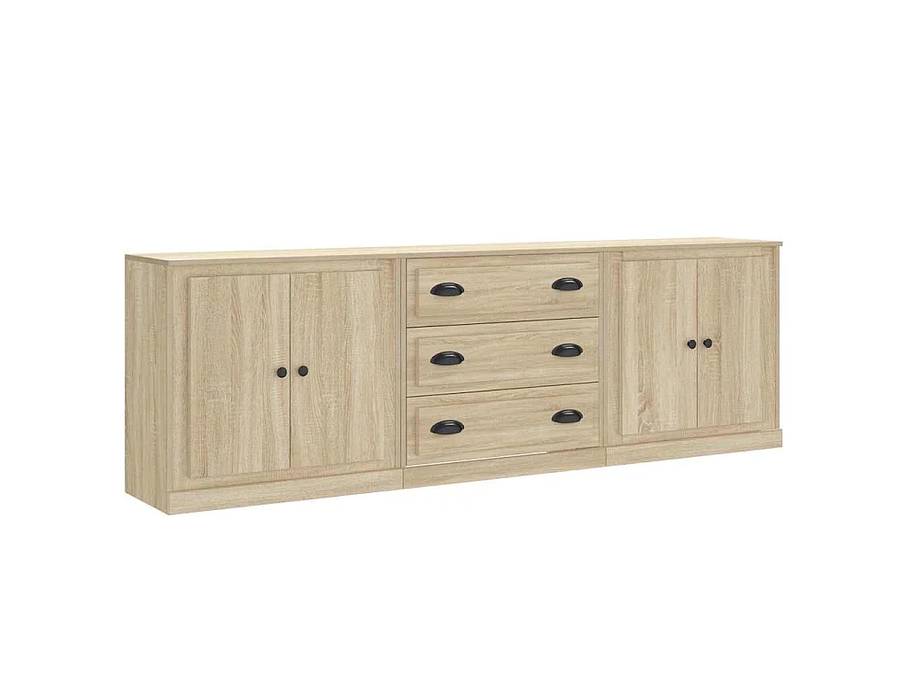 Credenze 3 pz Rovere Sonoma in Legno Multistrato