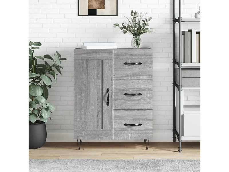 Credenza Grigio Sonoma 69,5x34x90 cm in Legno Multistrato