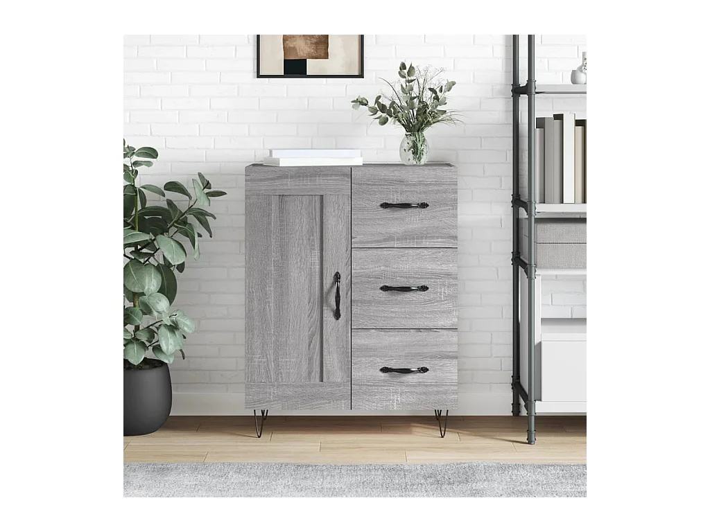 Credenza Grigio Sonoma 69,5x34x90 cm in Legno Multistrato