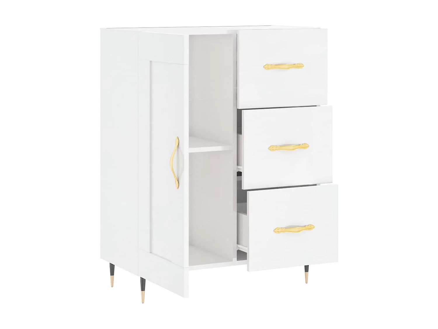 Dressoir 69,5x34x90 cm bewerkt hout hoogglans wit