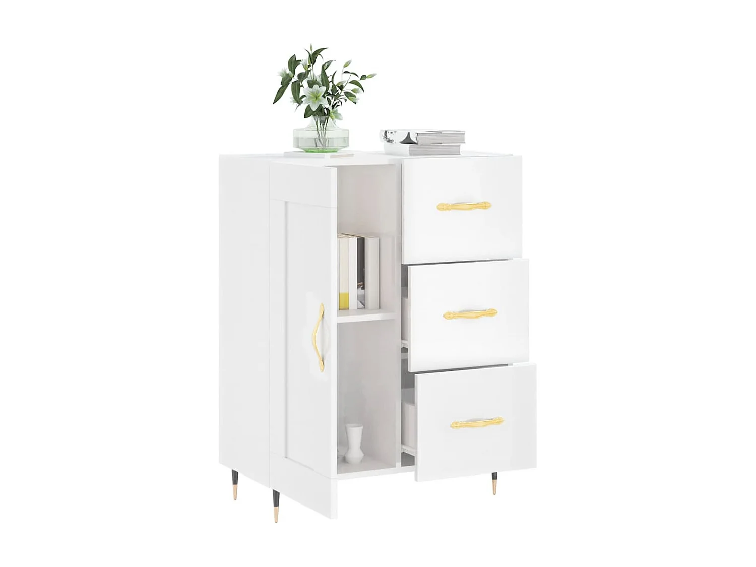 Credenza 69,5x34x90 cm in Legno Multistrato Bianco Lucido