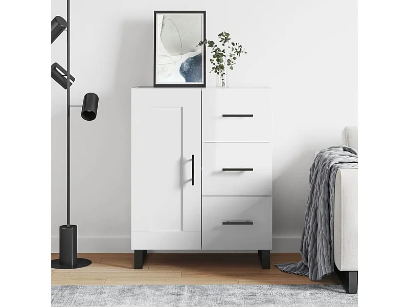 Buffet Blanc brillant 69,5x34x90 cm Bois d'ingénierie